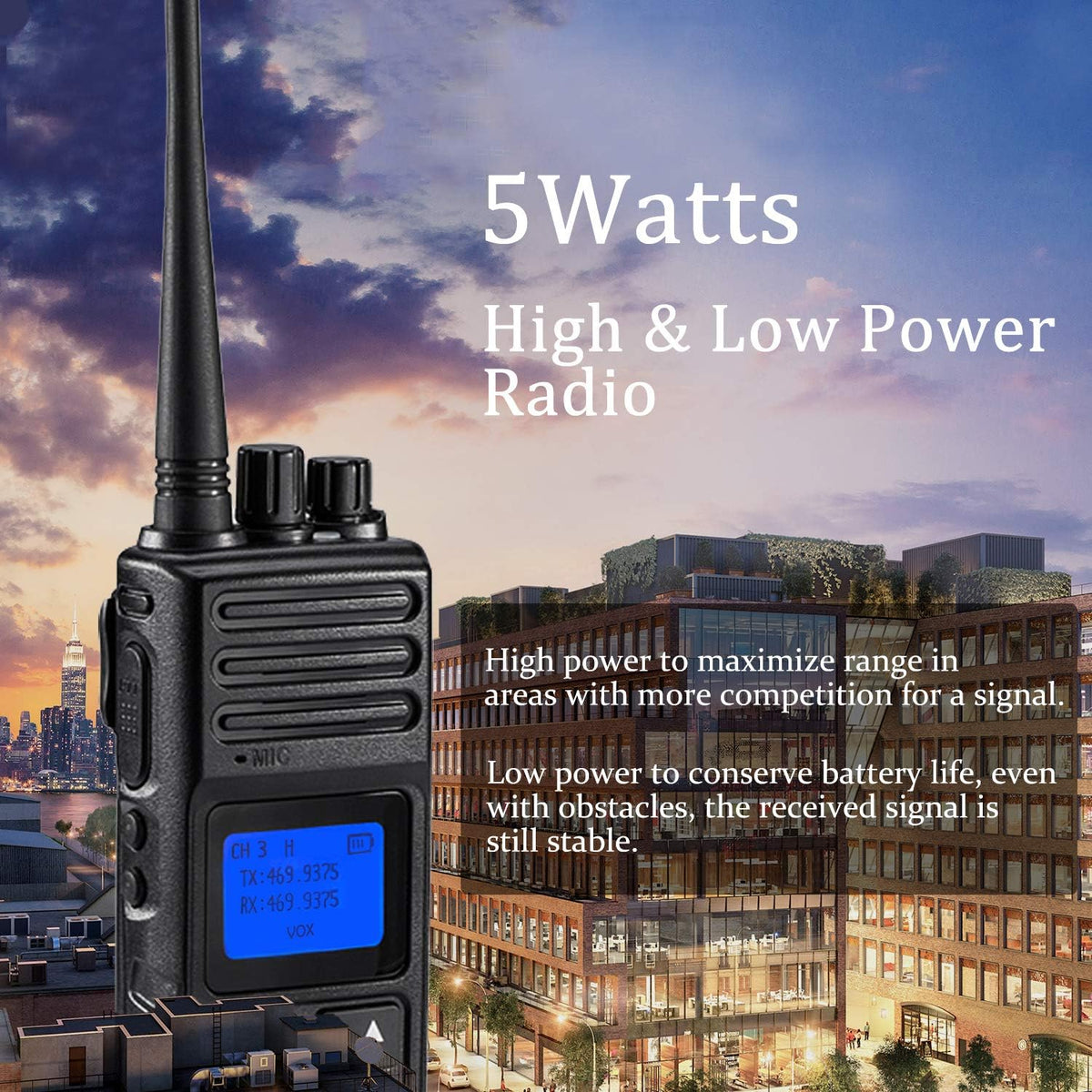 5 Watts UHF Programmable Handheld Two Way Radios 6 Packs W57928