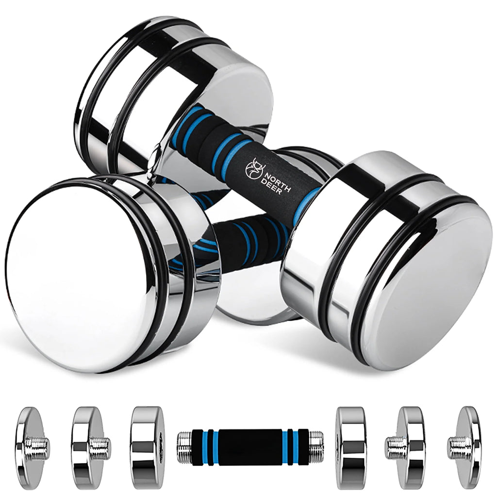 Adjustable Dumbbells Pair Steel Weight Set with Foam Handle N296998