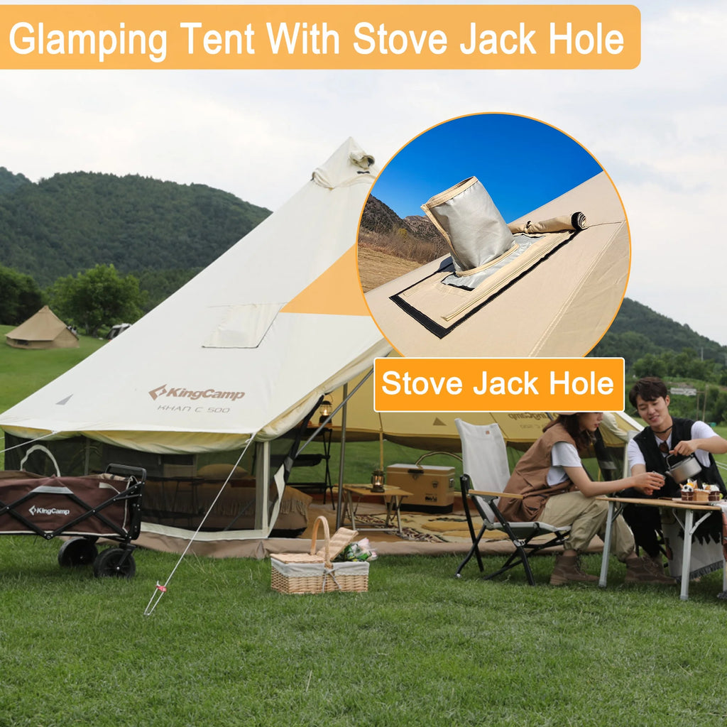 Canvas Bell Tent with Stove Jack Hole, 8-People 4 Seasons P34509