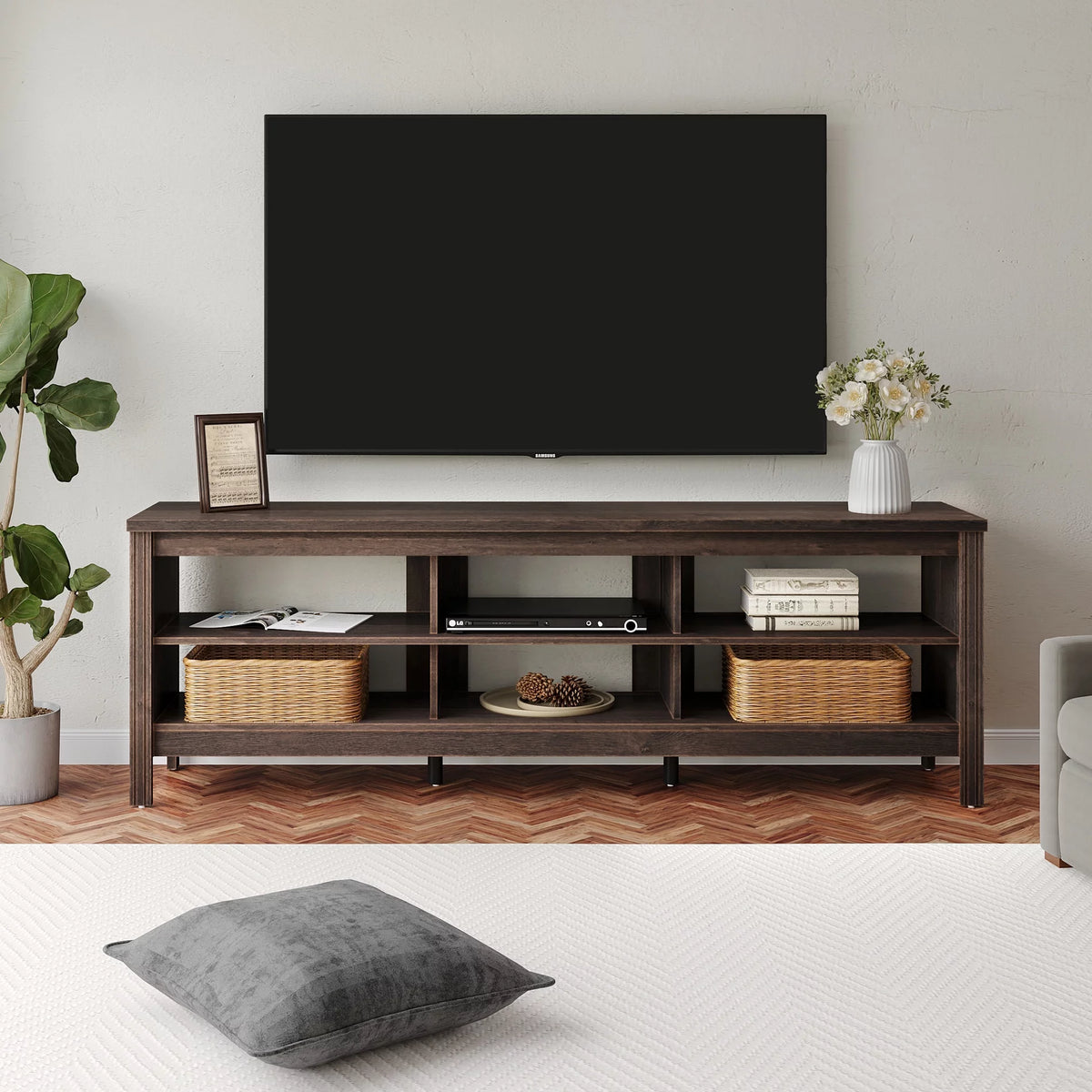 70 Inch Espresso Farmhouse TV Stand R1938