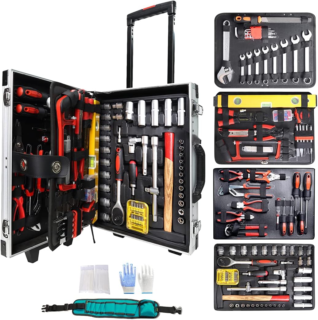 Home Tool Set with Aluminum Trolley Case E90603