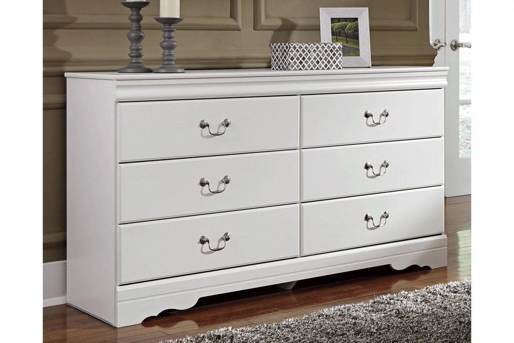 White 6 Drawer Double Dresser A779