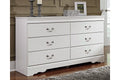 White 6 Drawer Double Dresser A779