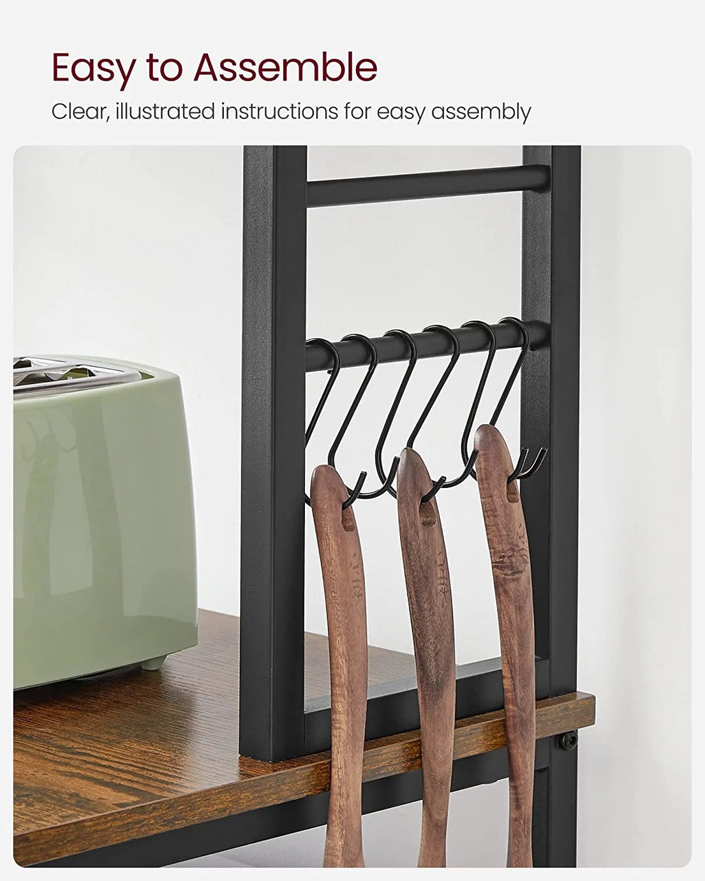 6-Tier Kitchen Shelves with 6 Hooks E6137
