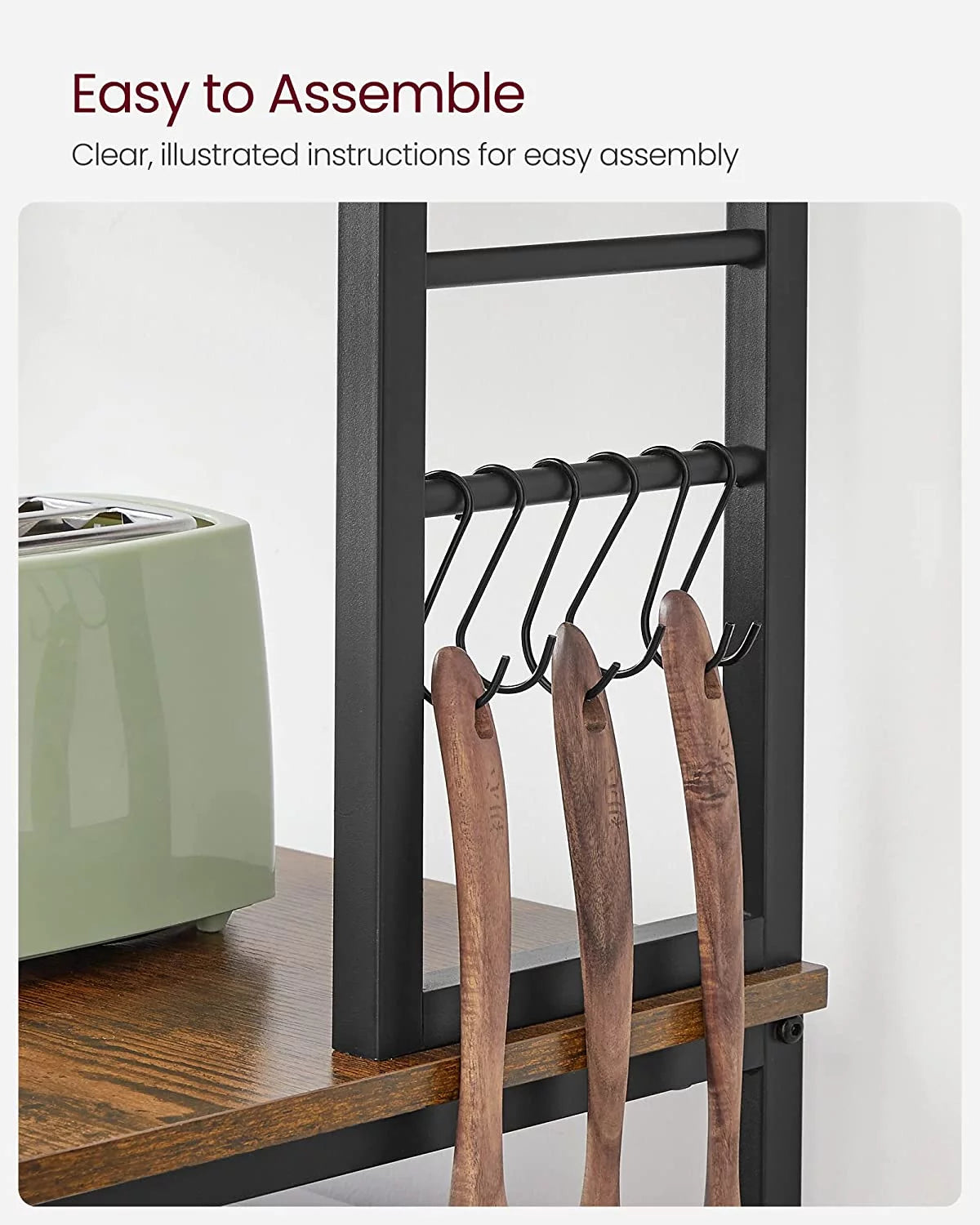 6-Tier Kitchen Shelves with 6 Hooks E6137