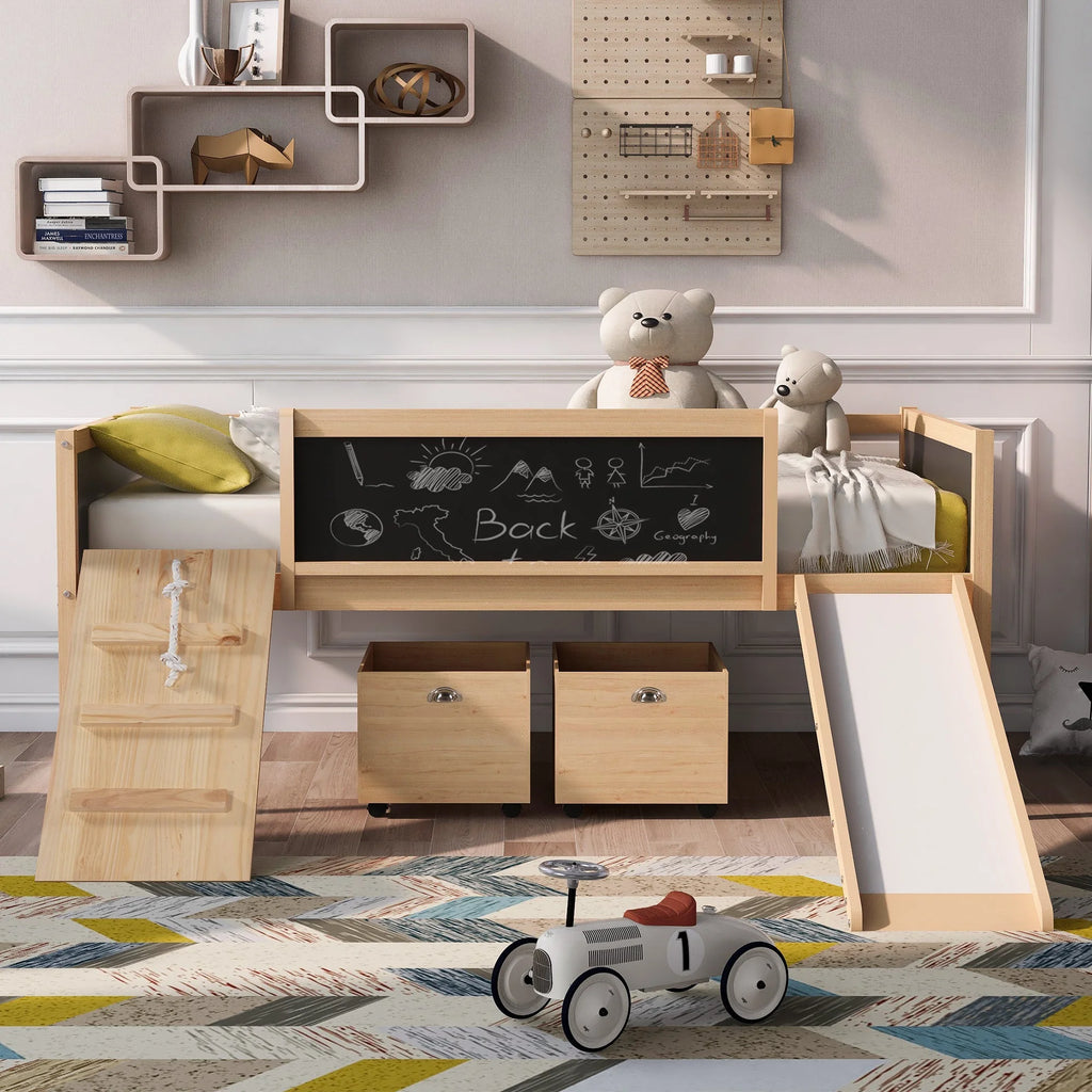 Twin Loft Bed with Dual Storage L8327
