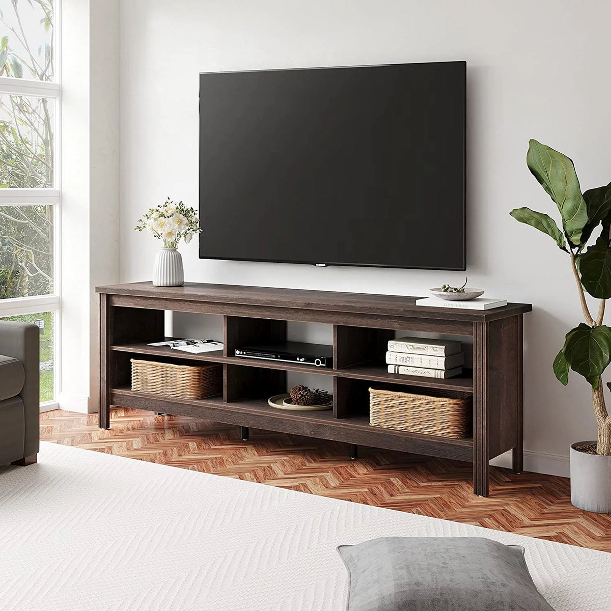 70 Inch Espresso Farmhouse TV Stand R1938