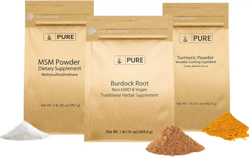 MSM Turmeric Burdock Root Powder Bundle Q713589