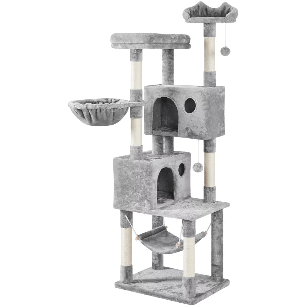 73''H Multilevel Cat Tree with 2 Condos & Scratching Posts B5901