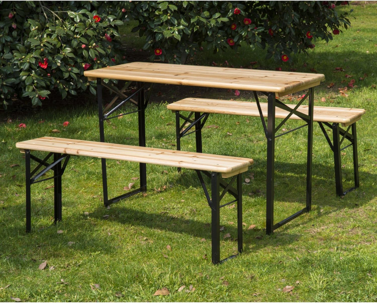 Wooden Outdoor Folding Picnic Table Set with Benches W275813