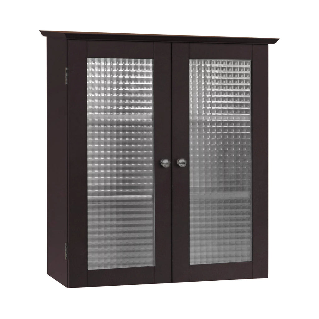 Wooden Wall Cabinet with 2 Glass Doors U6873