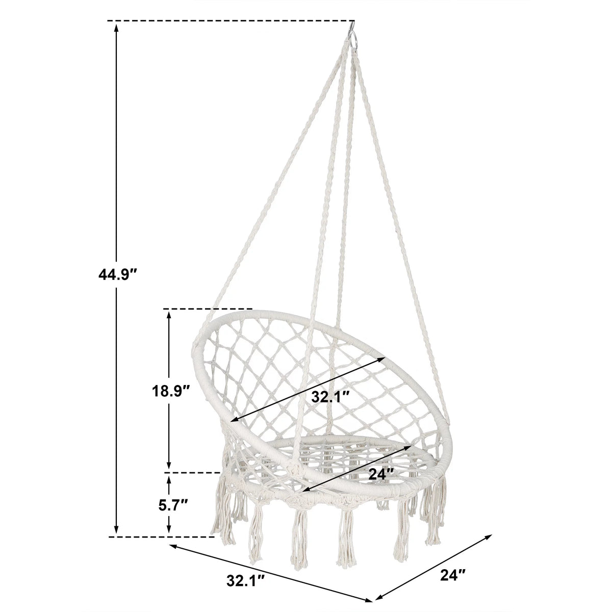 Hammock Chair Macrame Swing Chair Beige C66925