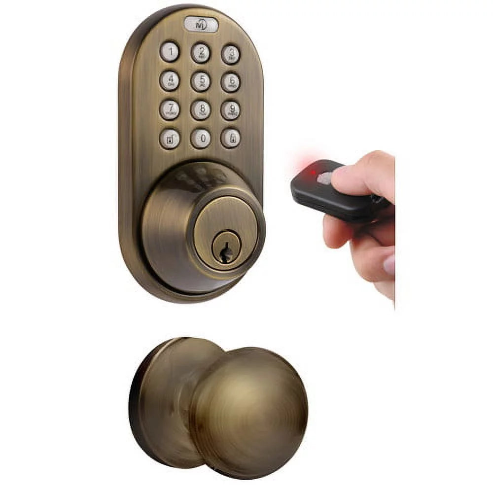 Digital Deadbolt Door Lock and Passage Knob Combo Satin Nickel Keyless Entry V628