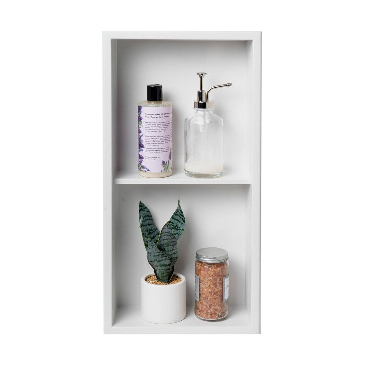 12 x 24 Stainless Steel Vertical Double Shelf Bath Shower Niche Matte White J583912
