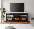 Black 70 inch Wood Fireplace TV Stand D698519