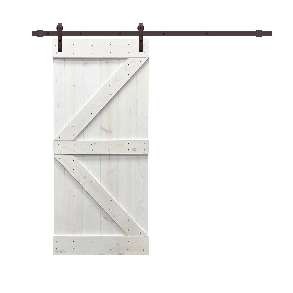 Stained Wood Sliding Barn Door with Hardware Kit O71651