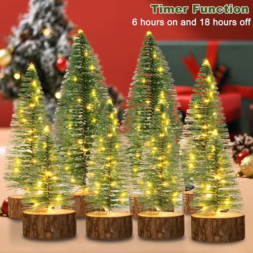 4 PCS Mini Artificial Christmas Trees with LED String Lights I6966