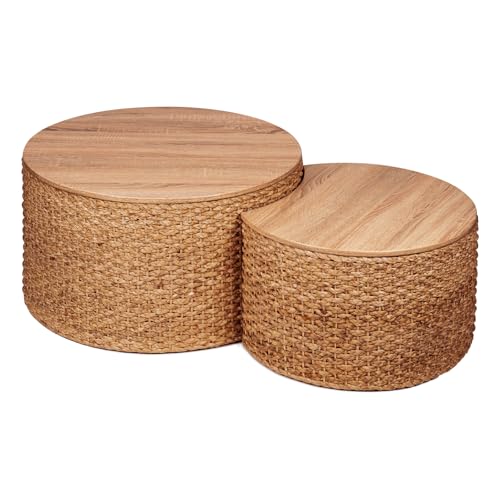Set of 2 Wicker Rattan Coffee Table with Storage D7056