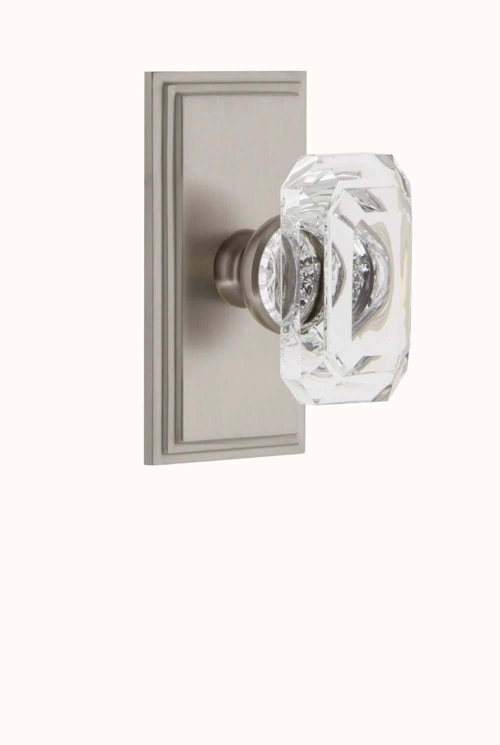 Carre Plate Dummy with Baguette Crystal Knob in Satin Nickel F5798