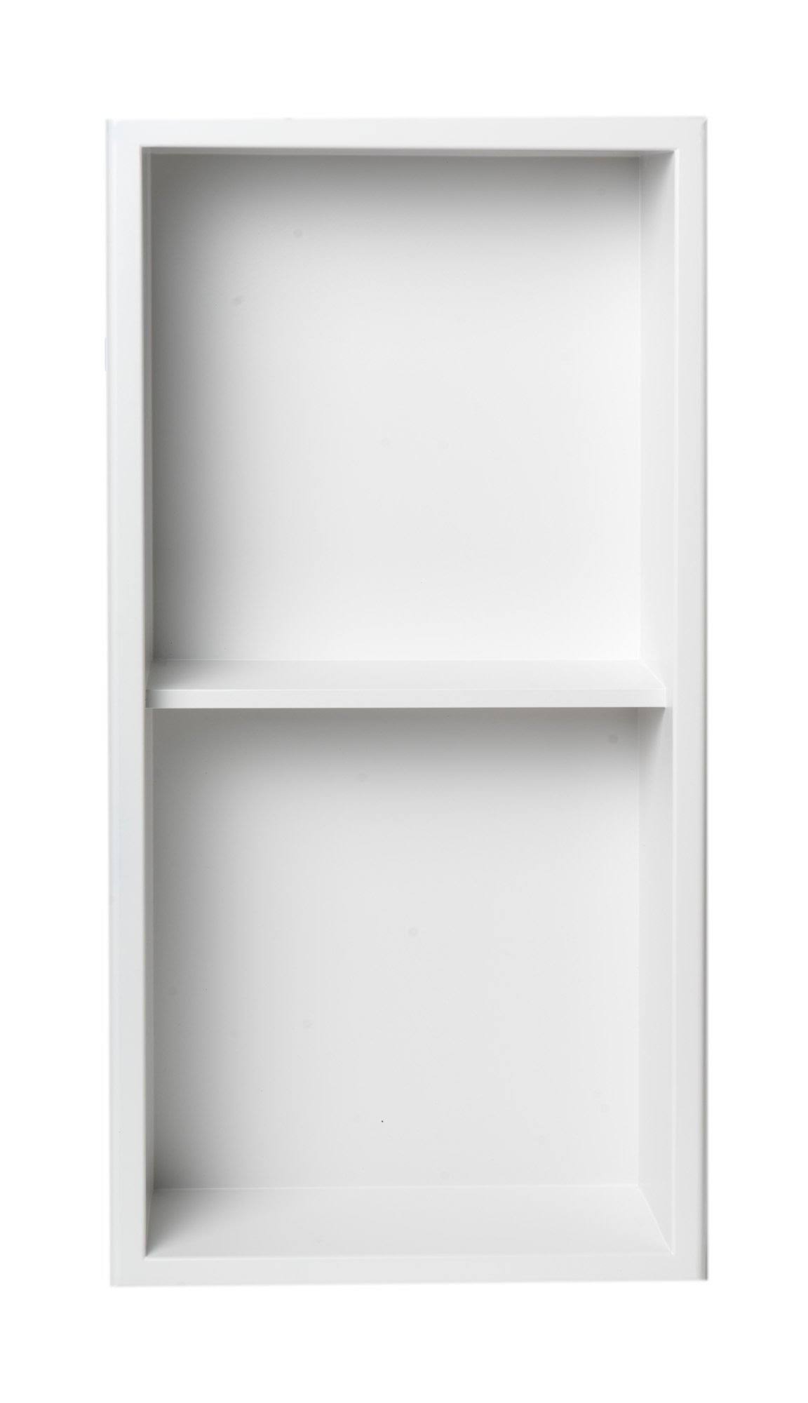 12 x 24 Stainless Steel Vertical Double Shelf Bath Shower Niche Matte White J583912