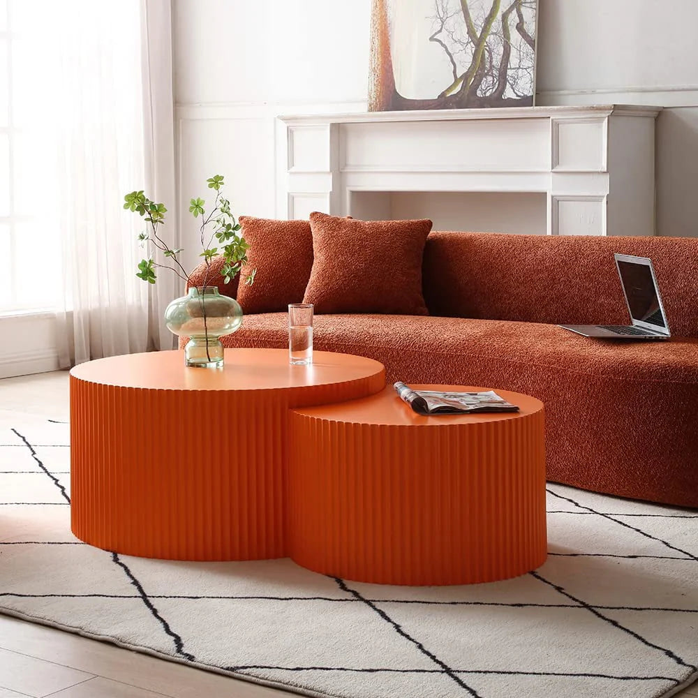 Black Round Wooden Nesting Coffee Table Set of 2 X271464