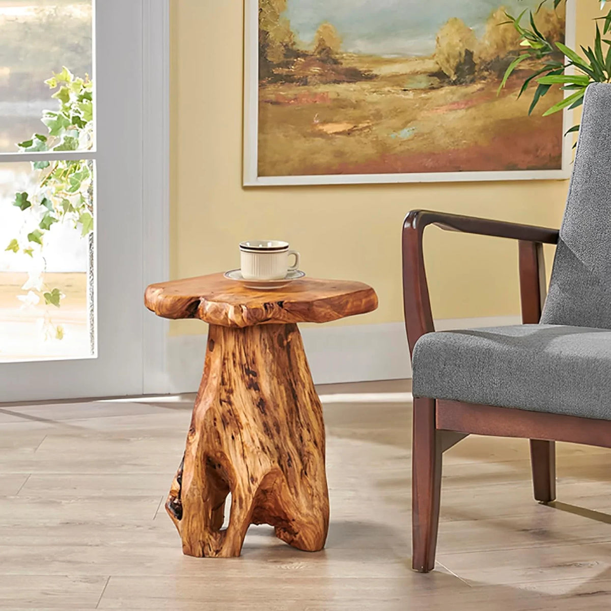 Cedar Wooden Live Edge Side Table M1539