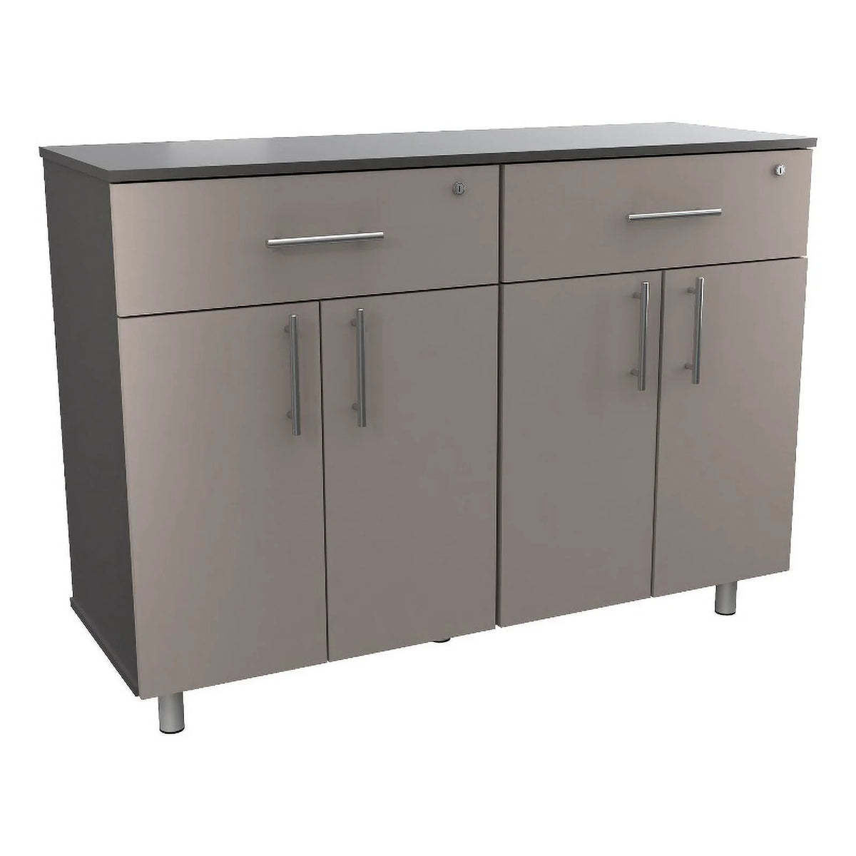 Engineered Wood Double Storage Garage Cabinet in Taupe L897149