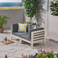 2-Seater Acacia Wood Outdoor Loveseat Set with Cushions L715289