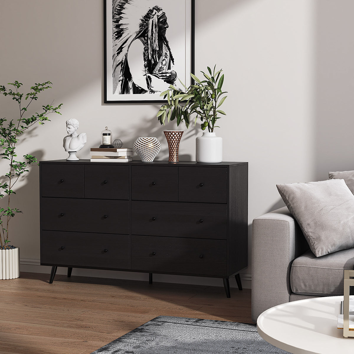 White 6 Drawer Rustic Wood Dresser C6179