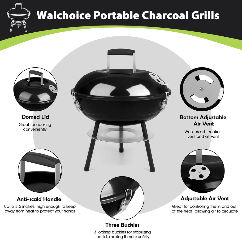 14 inch Portable Charcoal Grill with Black Lid T4655