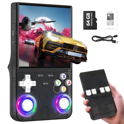 Black Handheld Retro Game Console with 4.0-Inch IPS Screen and 64GB TF Card S9878