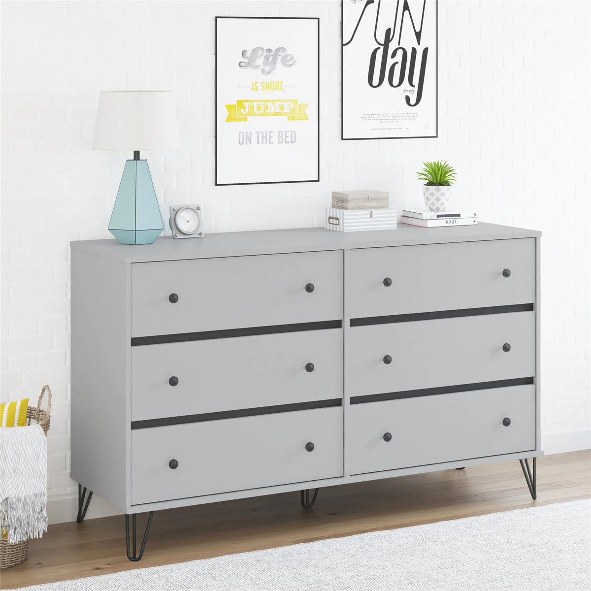 Black 6 Drawer Dresser T57040