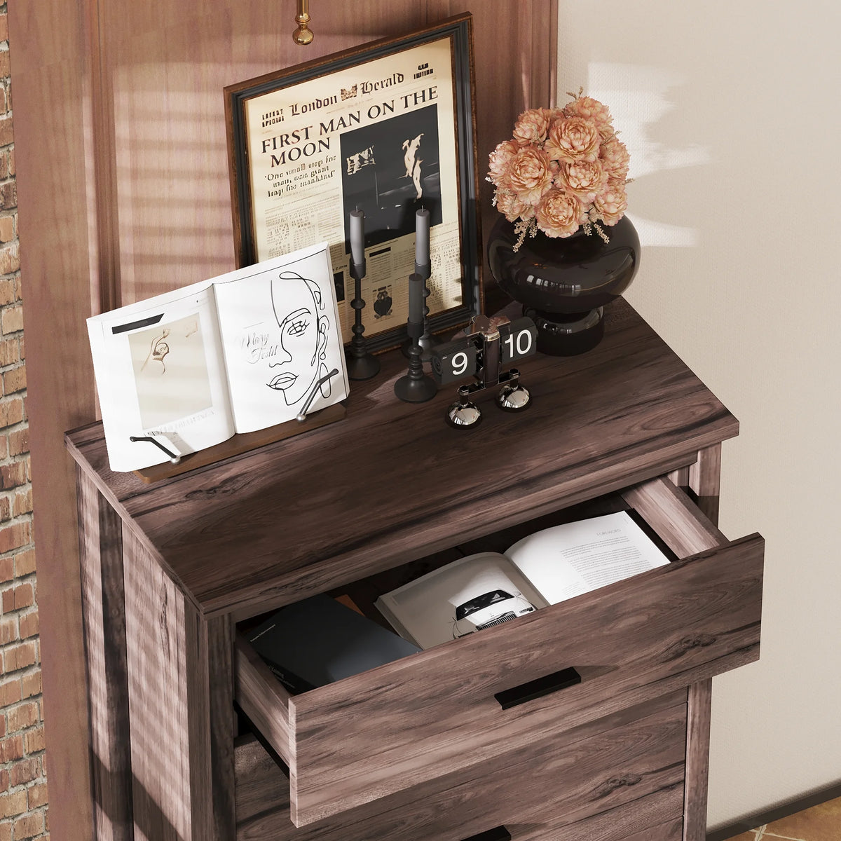 Light Gray 5 Drawer Wooden Dresser B3877