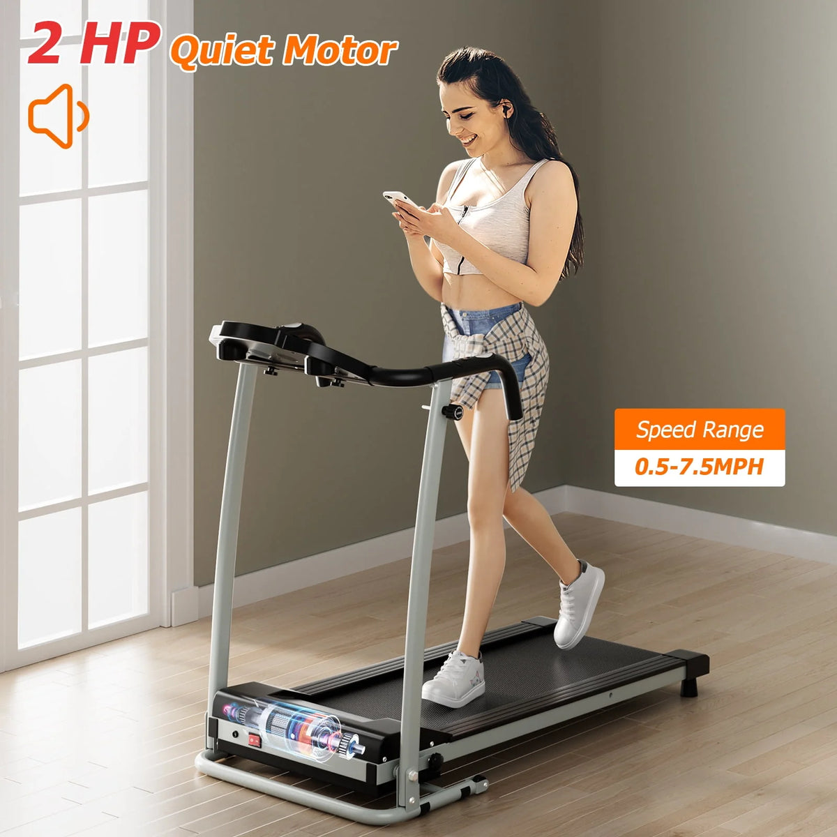 2 HP Folding Treadmill Motorized Running Machine E8805