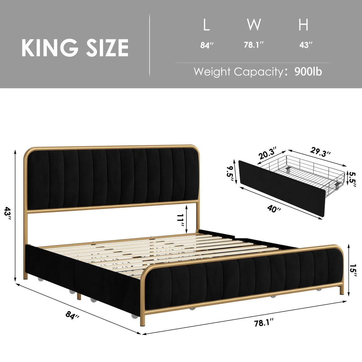 Queen Size Beige Upholstered Platform Bed with 4 Storage Drawers W214