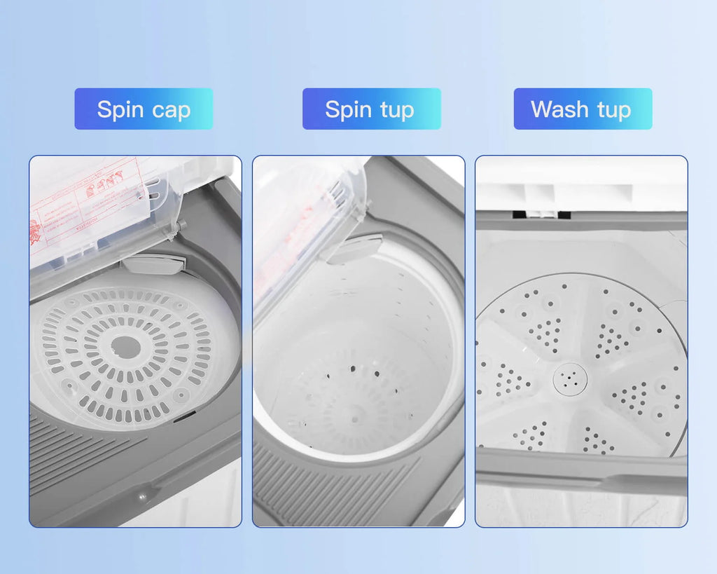 Portable Automatic Washing Machine 10lbs Twin Tub Compact Washer with Spin Dryer White V48294