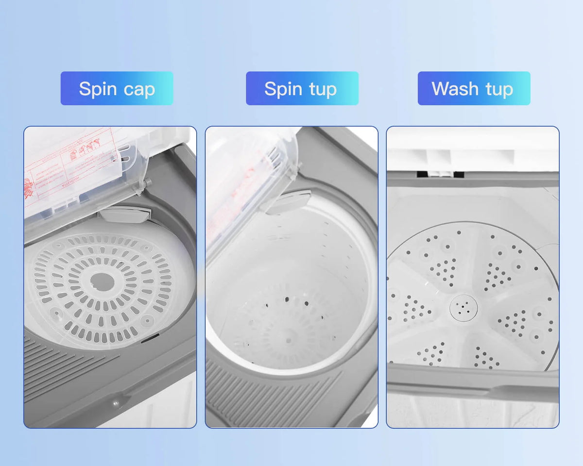 Portable Automatic Washing Machine 10lbs Twin Tub Compact Washer with Spin Dryer White V48294