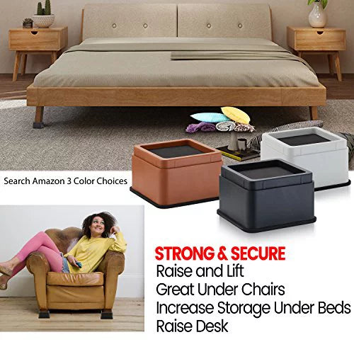 White Square Stackable Bed and Furniture Risers M804793