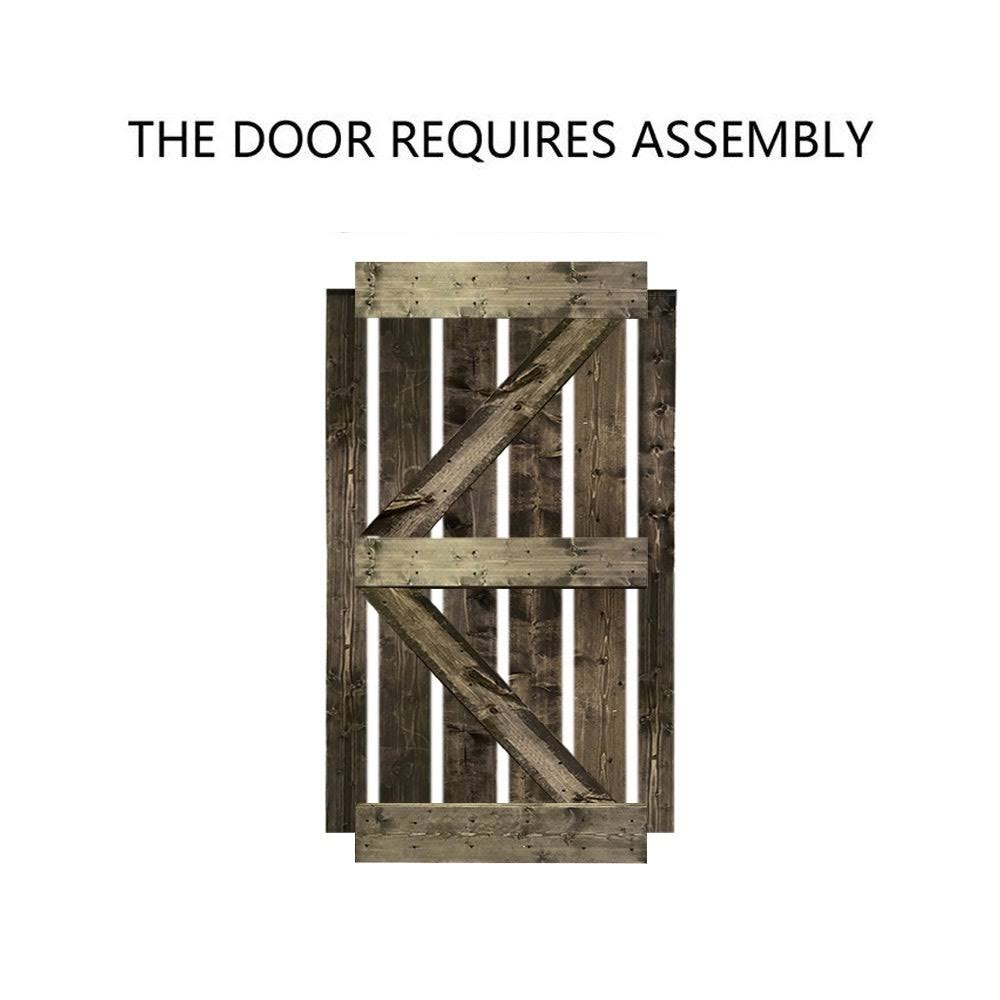 Stained Wood Sliding Barn Door with Hardware Kit O71651