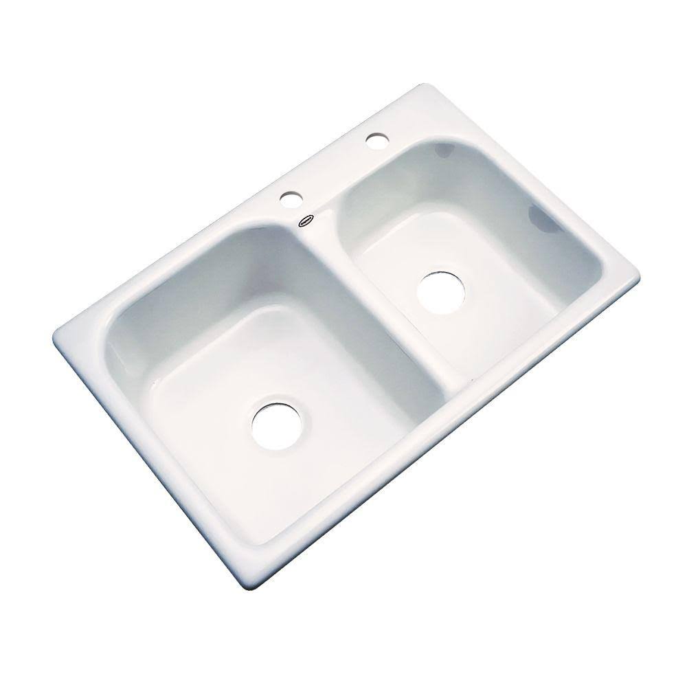 33 in. Double Bowl Kitchen Sink in Biscuit N802