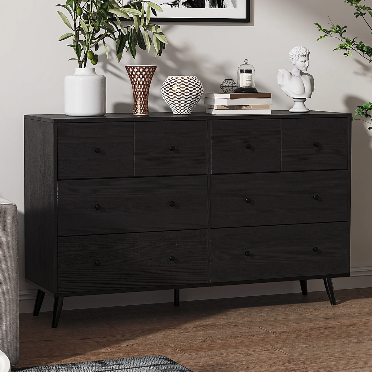 White 6 Drawer Rustic Wood Dresser C6179