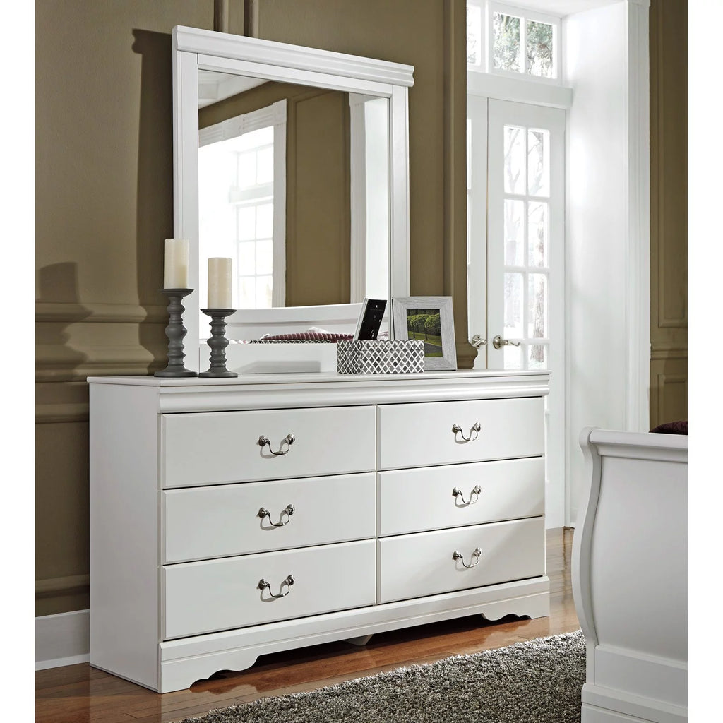 White 6 Drawer Double Dresser A779