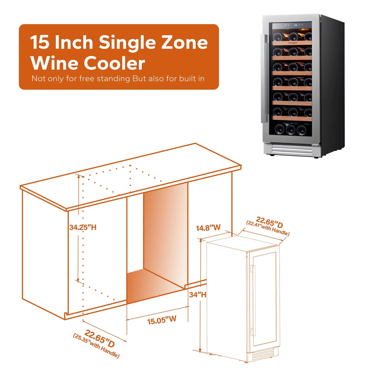 24 inch 54 Bottle Stainless Steel Wine Cooler O381