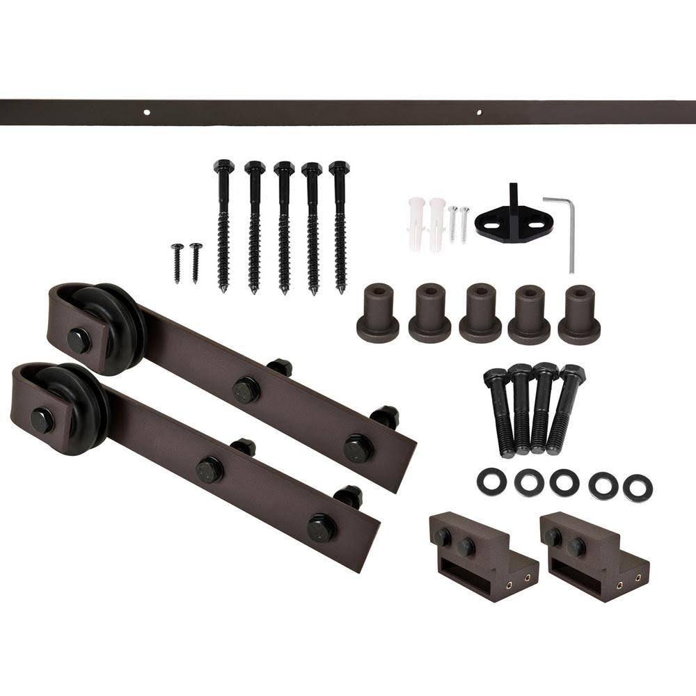 Stained Wood Sliding Barn Door with Hardware Kit O71651