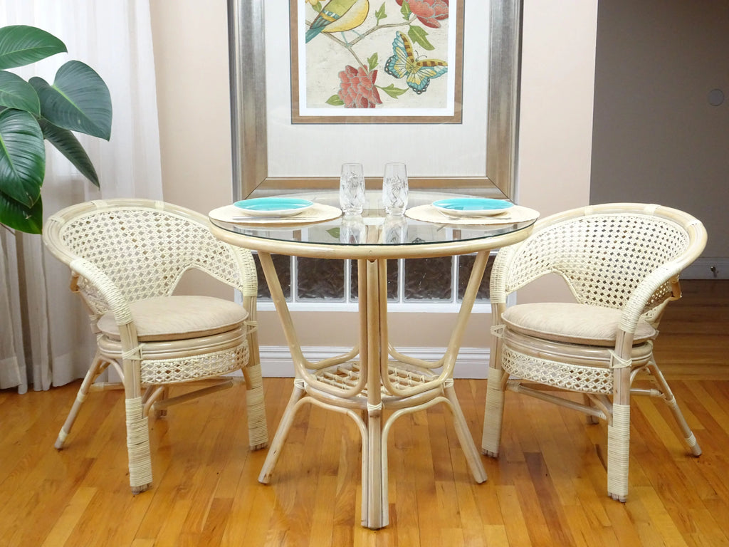 Set of 4 White Wash Rattan Wicker Dining Armchairs R120