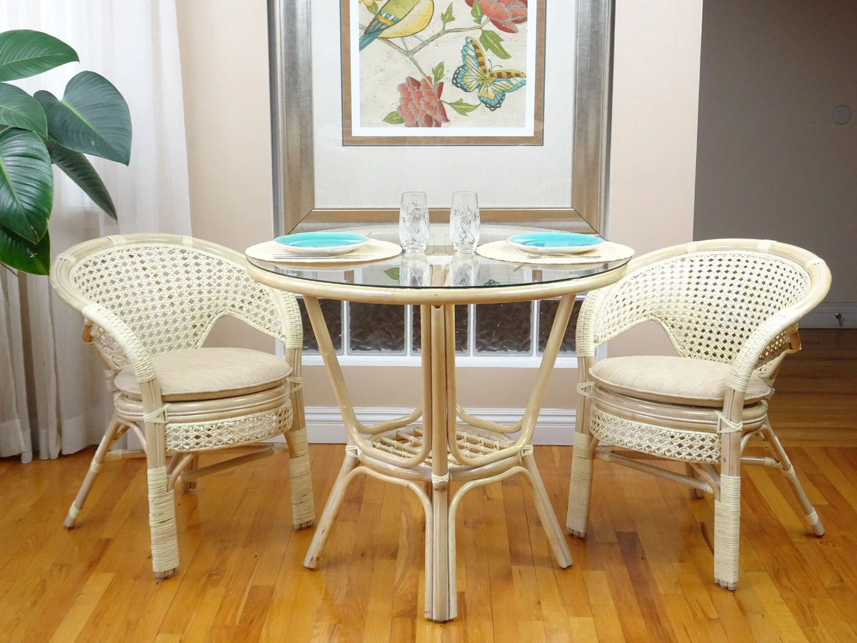 Set of 4 White Wash Rattan Wicker Dining Armchairs R120