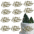 Gold Acrylic Mirror Christmas Cake Toppers 10Pcs X64170