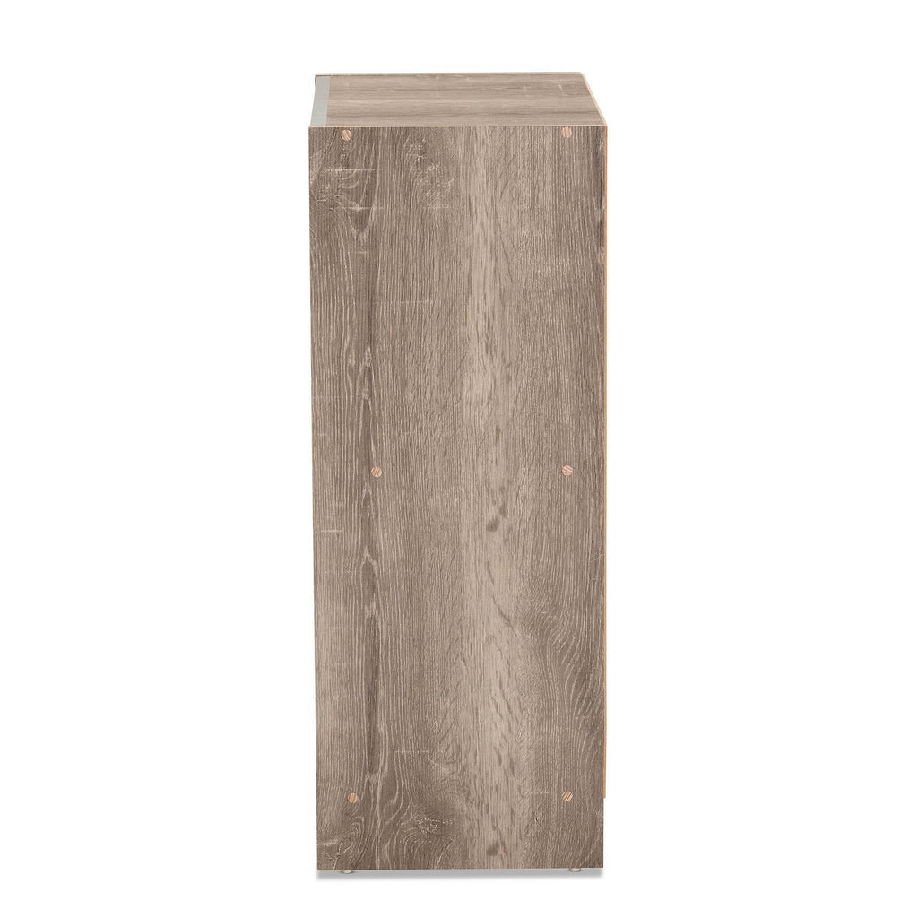 Weathered Oak Finished Wood 2-Door Shoe Cabinet E1709