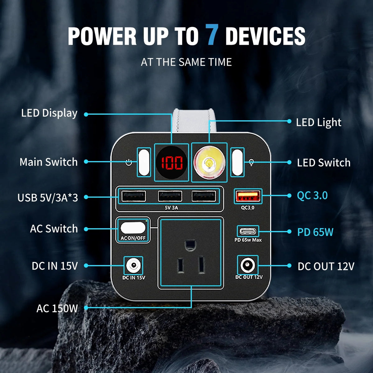 Portable Power Station 300W 300Wh Solar Generator with AC Outlet O143620