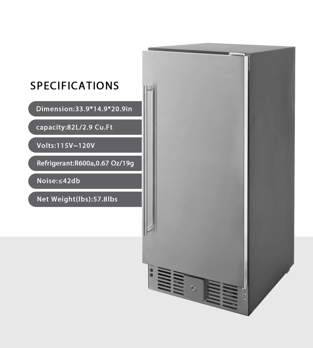 2.9 Cubic Feet Built-In Stainless Steel Mini Fridge Z864
